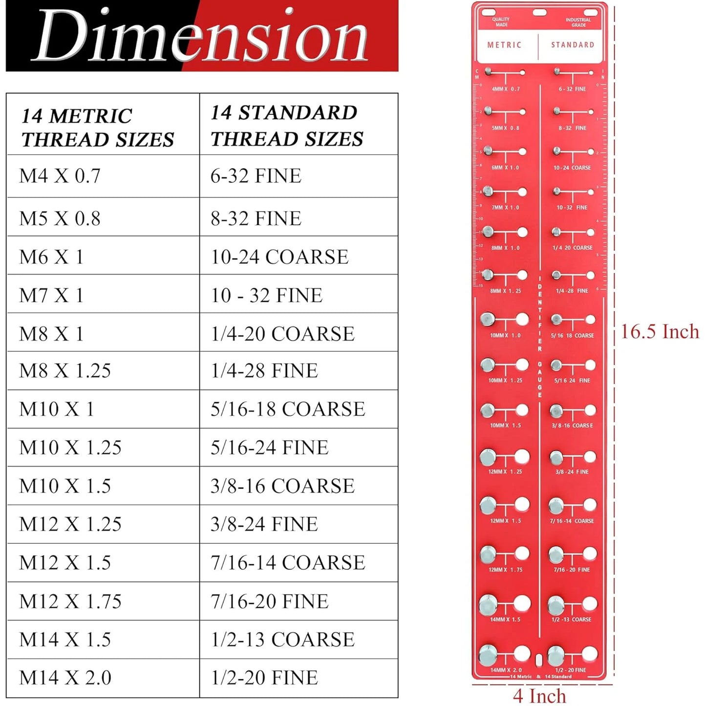 Free Shipping-Nut and Bolt Thread Checker